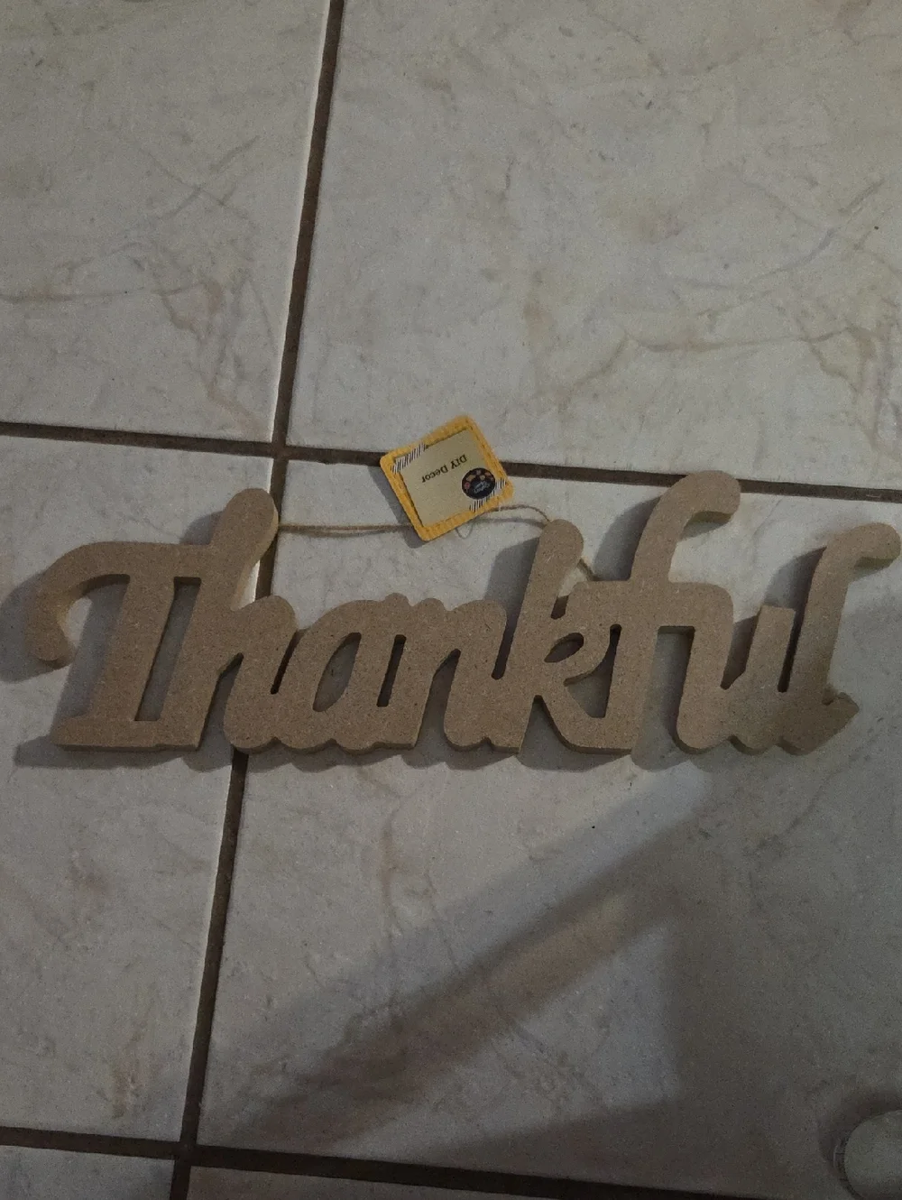 Thankful Wooden Script Sign - Natural Beige - Picture 1 of 7